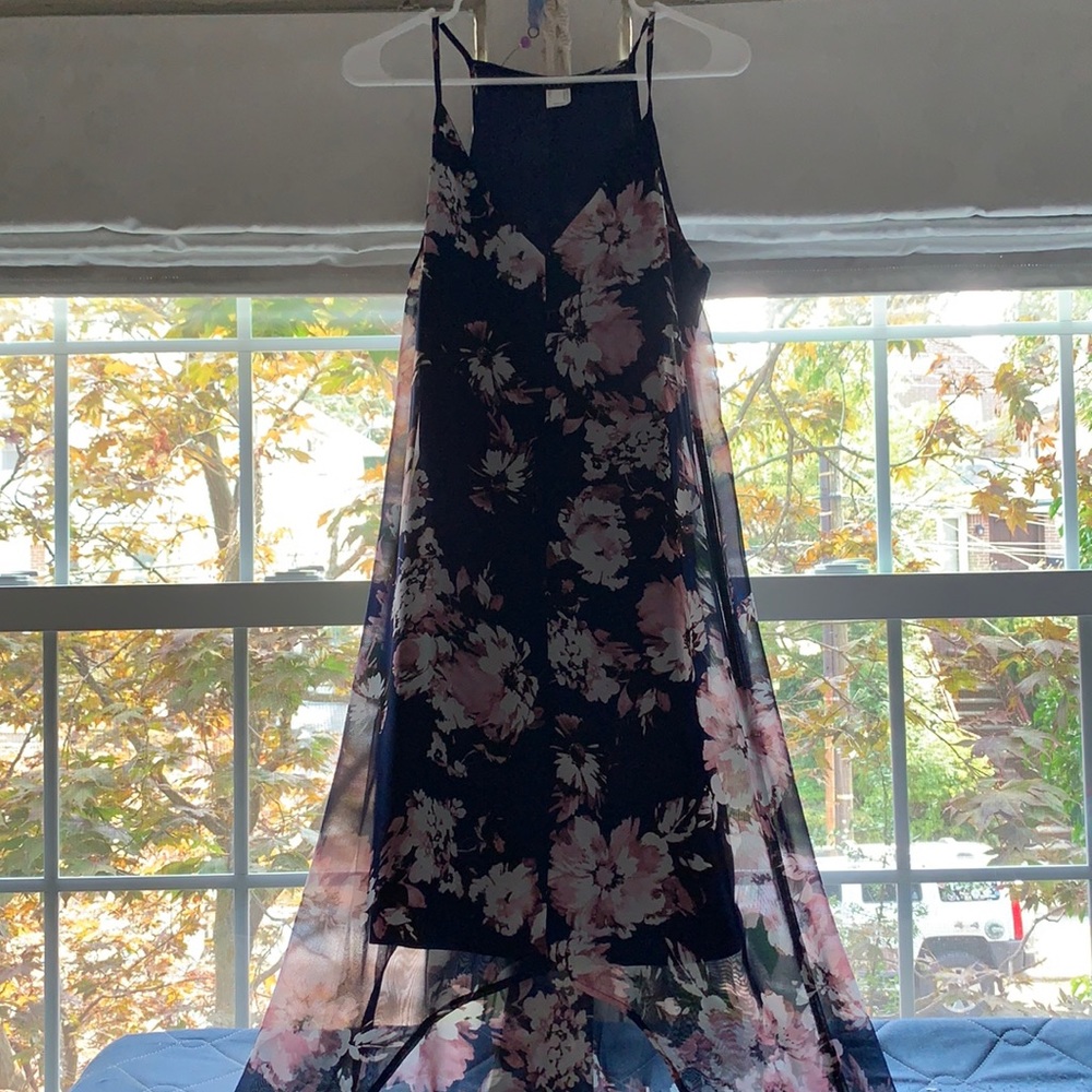 Blue Floral High-Low Sundress